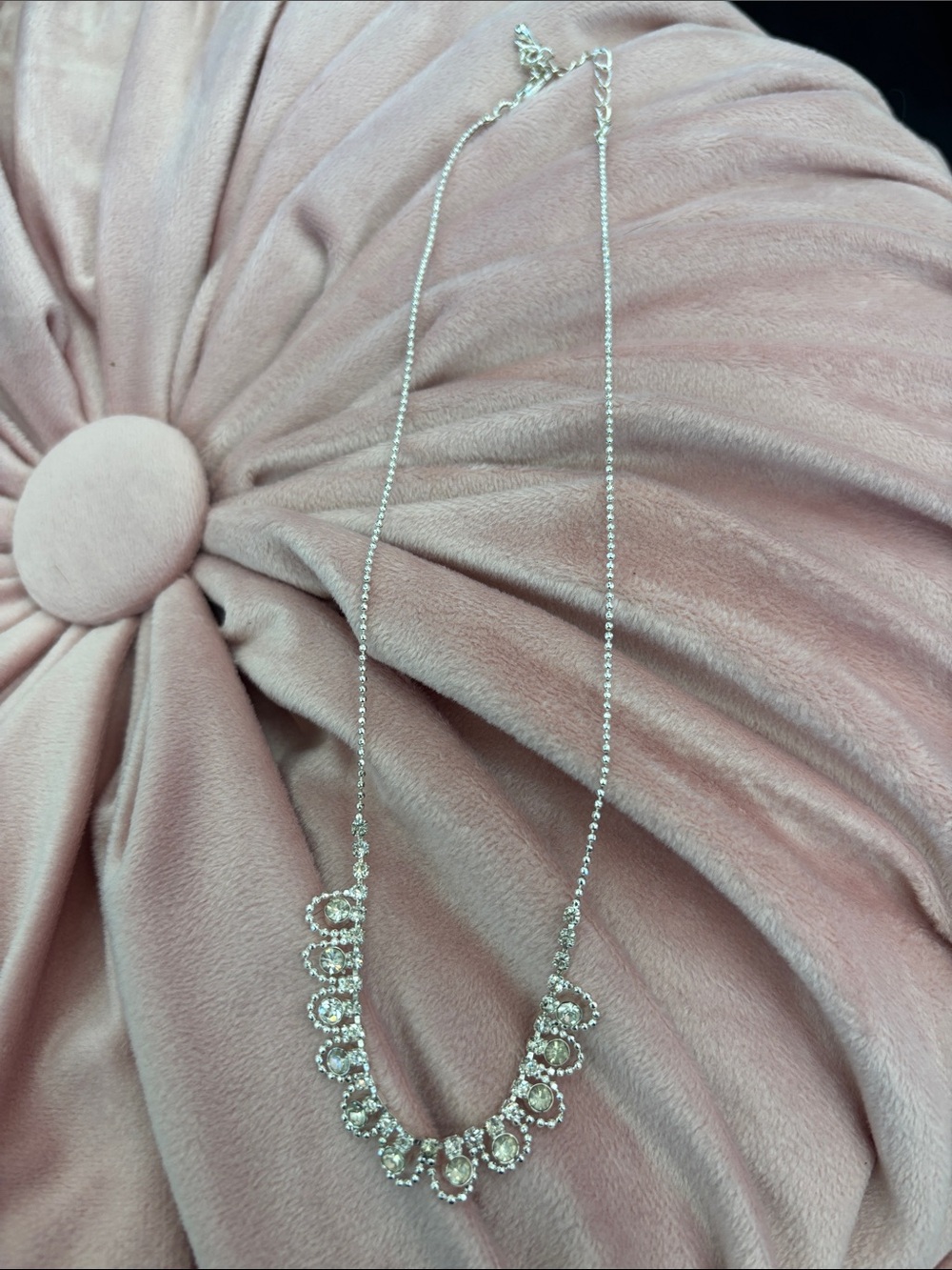 Source Unknown Silver-Tone Crystal Loop Necklace - Pink